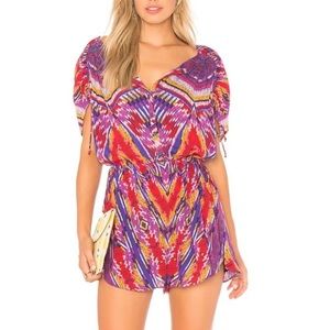 Free People Dream All Night Romper rayon short sleeve multicolor boho small